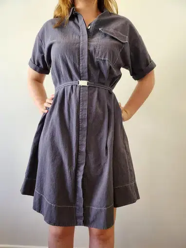 Cue Button Up Dress with Belt Navy Size 8