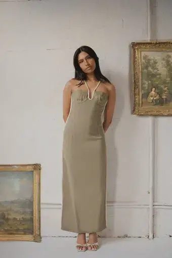 Paris Georgia Nassia Halter Dress Green Size S/ AU 8