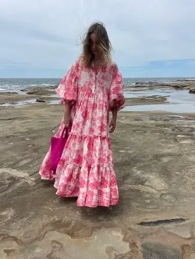 La Bohème Leilani Tiered Maxi Dress Aloha Floral Dress Size 14 