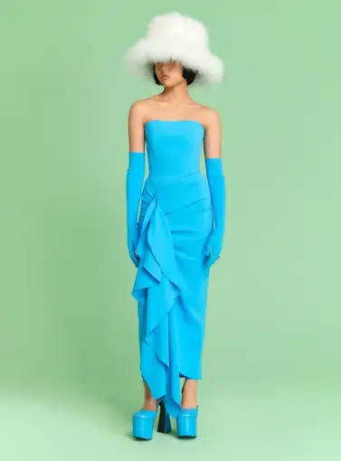 Solace London Thalia Midi Dress Blue Size M / AU 10