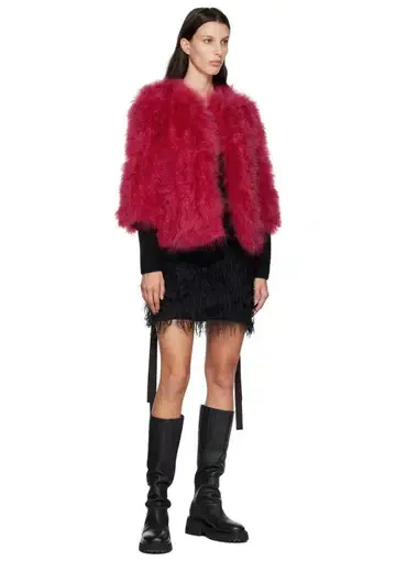 Yves Salamon Pink Feather Jacket Crazy Pink Size S / AU 8