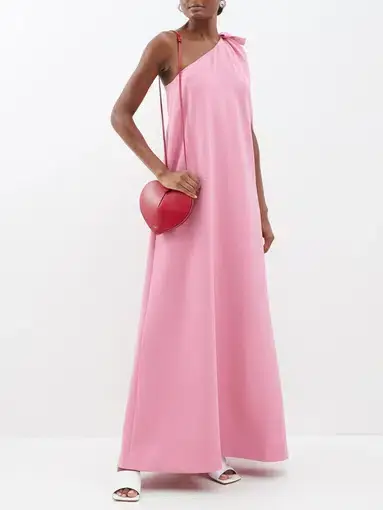 Bernadette Sammy One Shoulder Crepe Maxi Dress Pink Size 36 / AU 8