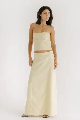 Eisha The Label Sofia Bustier Top and Resort Maxi Skirt Set Yellow Size 8