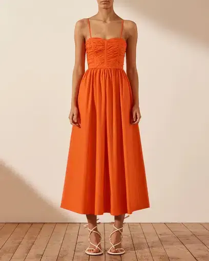 Shona Joy Kohala Ruched Panel Midi Dress Hibiscus Size 12