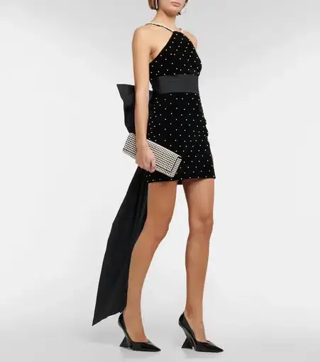 Rebecca Vallance Hope Embellished Velvet Mini Dress Black Size S / AU 8