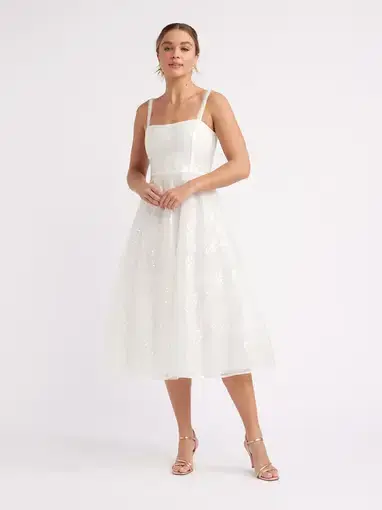 Review Santorini Sequin Dress Diamond White Size 18