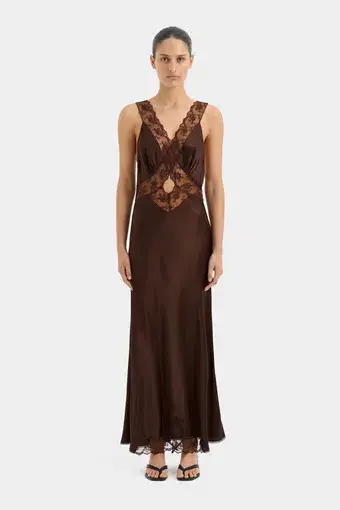 Sir the Label Aries Cut Out Gown Chocolate Brown Size 0 / AU 6