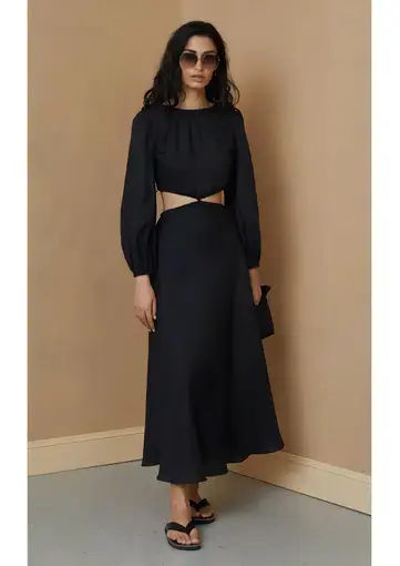 Bec & Bridge Madeleine Midi Dress Black Size AU 6