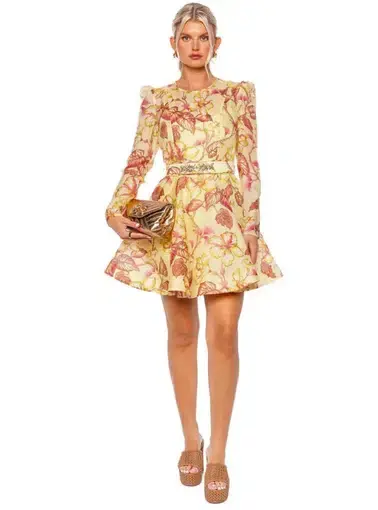 Zimmermann Matchmaker Mini Dress in Yellow Hibiscus Size 2 / AU 12