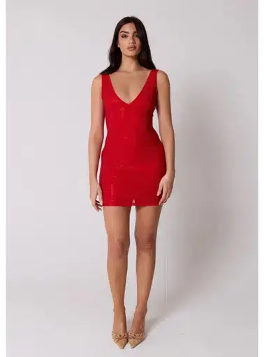 SLA the label Gigi Diamanté Dress Red Size AU 8