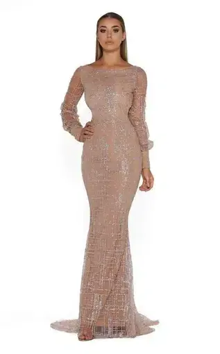 Portia And Scarlett 17655T Long Sleeve Dress Nude Size 8