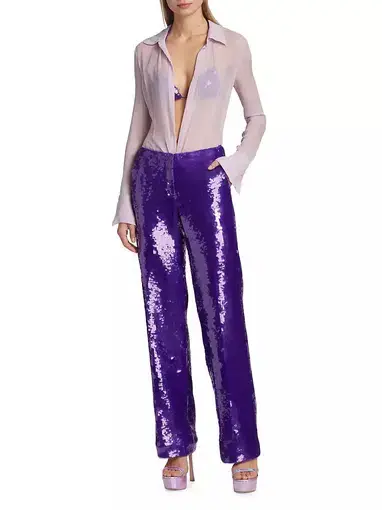 LaQuan Smith Sequin Pants Purple Size S / AU 8