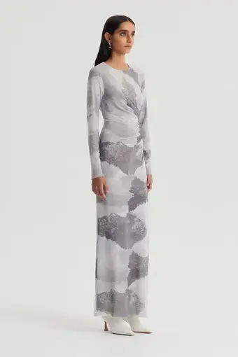 Scanlan Theodore Cloud Print Mesh Dress Grey Size 10