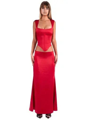 I Am Delilah Valerie Corset and Maxi Skirt Set Cherry Red Size S / AU 8