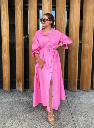La Boheme Girls Maxi Dress In Bubblegum Pink One Size