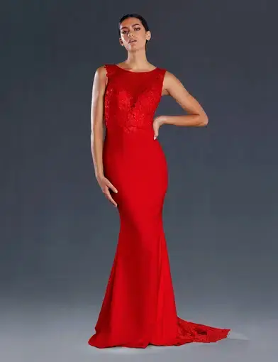 Jadore JX097 Sleeveless Gown Red Size 10