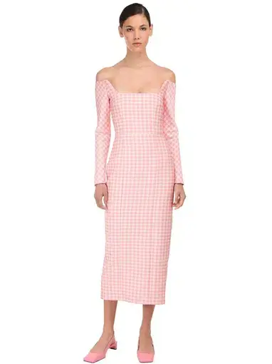 Emilia Wickstead Birch Midi Dress Pink Gingham Size 6