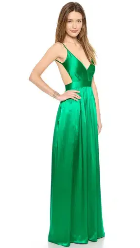 One by Contrarian Babbs Bib Maxi Dress Emerald Green Size 6