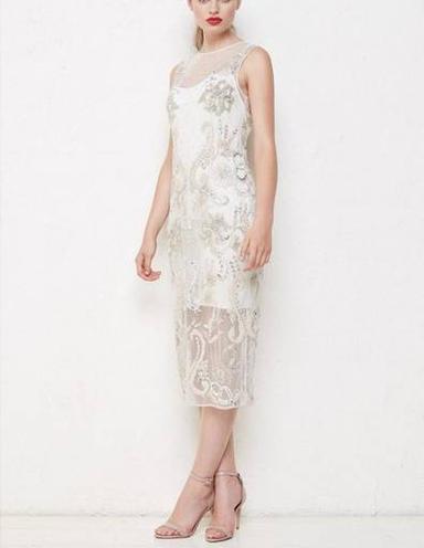 Allanah Hill lace white heavily sequinned detailed runway dress