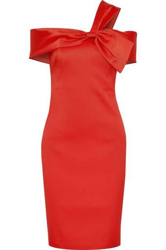 Badgley Mischka Knotted Satin Twill Dress Red Size 8
