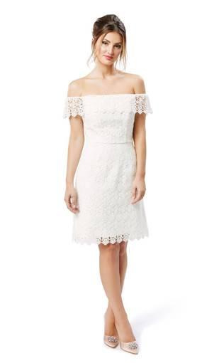 Review Off the Shoulder Lace Dress White Size 10