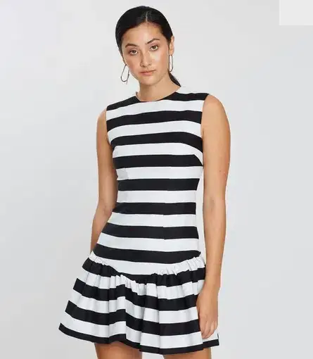 By Johnny Bold Stripe V Gather Mini Dress Print Size 6
