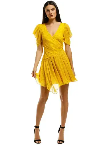 Bec & Bridge Hibiscus Golden Mini Dress in Yellow Size AU 6