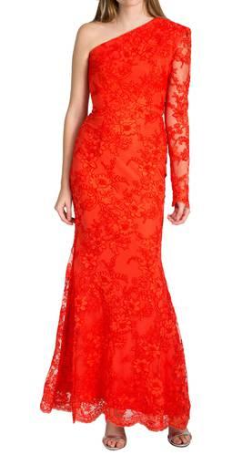 Alex Perry Red lace one shoulder gown