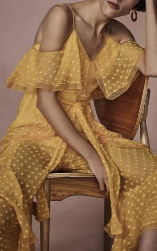 Alice McCall  Cold-shoulder ruffled fil coupé silk-blend midi dress