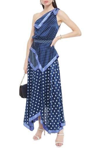 Altuzarra One-shoulder Polka-dot Silk Maxi Dress Blue Size 10 	