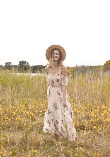 We Are Kindred Country Field Maxi Dress in Ditsy Marigold Size 6