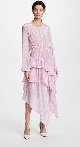 PREEN LINE Eden Asymmetric Pink Ruffle Dress Size 10