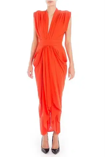 Carla Zampatti Waterfall Dress Red Size 6
