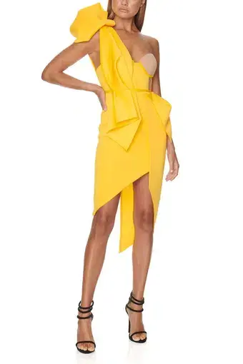 Eliya The Label Fleur Dress Mango Yellow Size 8
