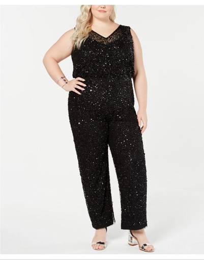 Adrianna Papell Sequin jumpsuit Black size 18