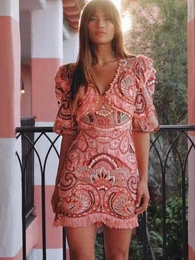 Thurley paisley passion dress pink size 12