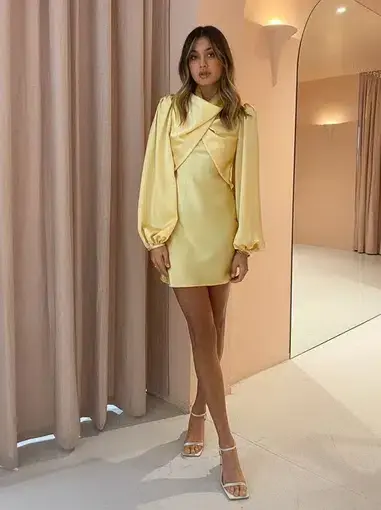 Acler Lindhurst Mini Dress Lemon Yellow Size 10