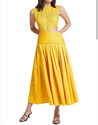 Aje Cascade Cut Out Dress Yellow Size 6