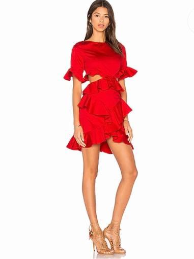 Fame and partners Xavier ruffle dress Red size 6