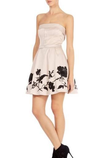 Karen Millen Strapless Placed Flower Dress Size 12 