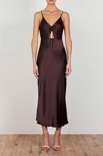 Shona Joy Wright Ruched Bias Slip Dress Chocolate Brown Size 8