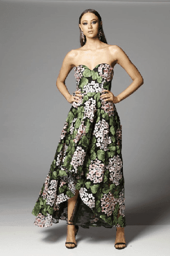 GRACE & HART APEROL STRAPLESS GOWN- FLORAL SIZE 8