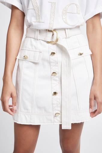 Aje Adelaide Mini White Denim Skirt Size 8