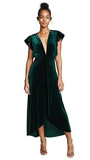 Misa LA Velvet Wrap Dress Green Size S / Au 8