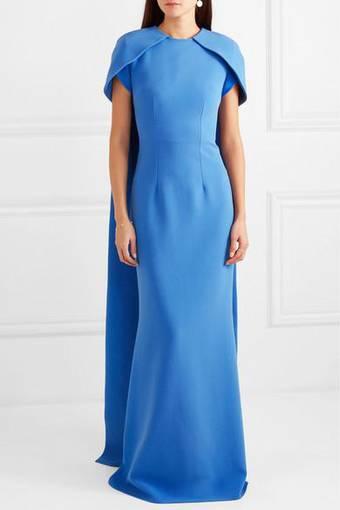 Safiyaa Gingko Cape Gown Blue Size 8