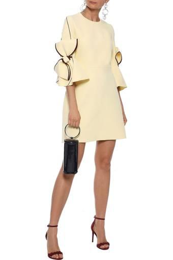 Roksanda Lavete Bow-Embellished Crepe Dress Pastel Yellow Size 8