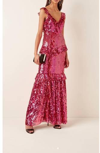 Needle and Thread Scarlett Pink Sequin Gown Size 8