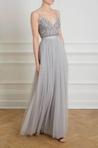 Needle & Thread Andromeda Maxi Dress - Open-back embroidered Tulle Gown 