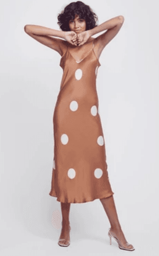Silk Laundry Polka Dot Silk Slip Dress Cinnamon Size 6 