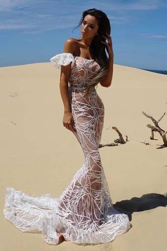 Tina Holly T1831 Lace Off Shoulder Gown Size 8